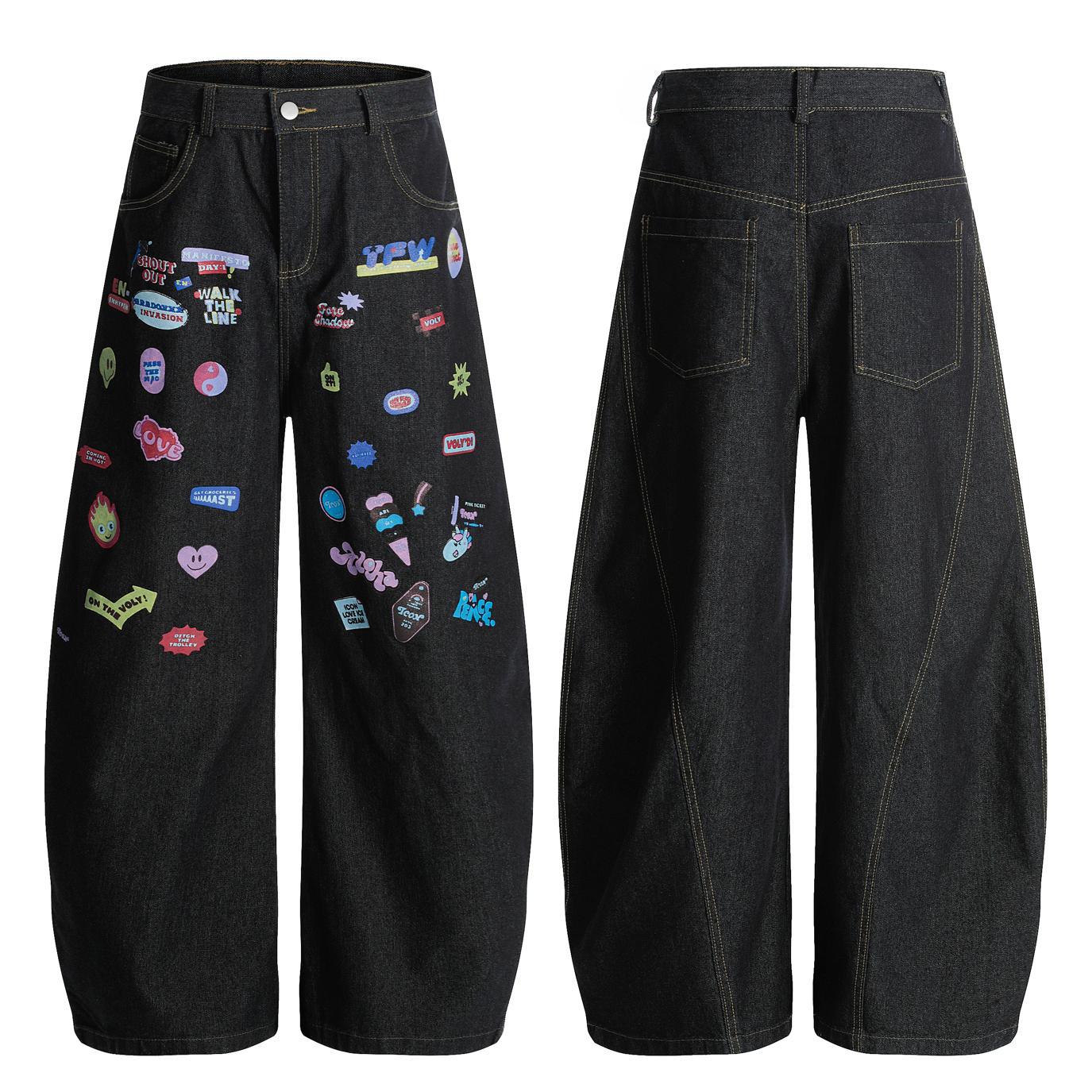 Fun Graffiti Stickers Jeans for Men and Women