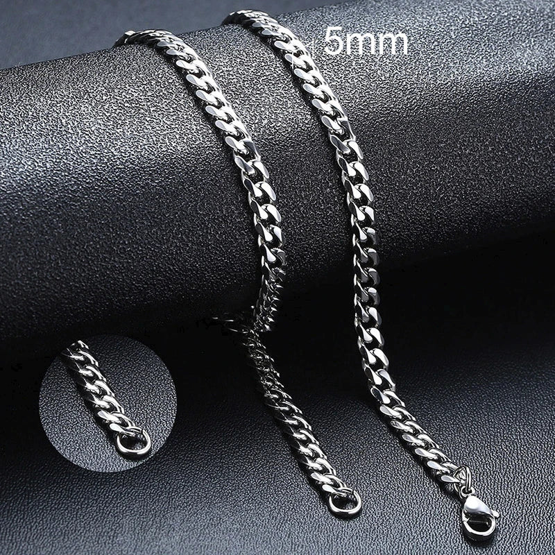 Vnox Cuban Chain Necklace for Men Women,Basic Punk Stainless Steel Curb Link Chain Chokers,Vintage Gold Color Solid Metal Collar