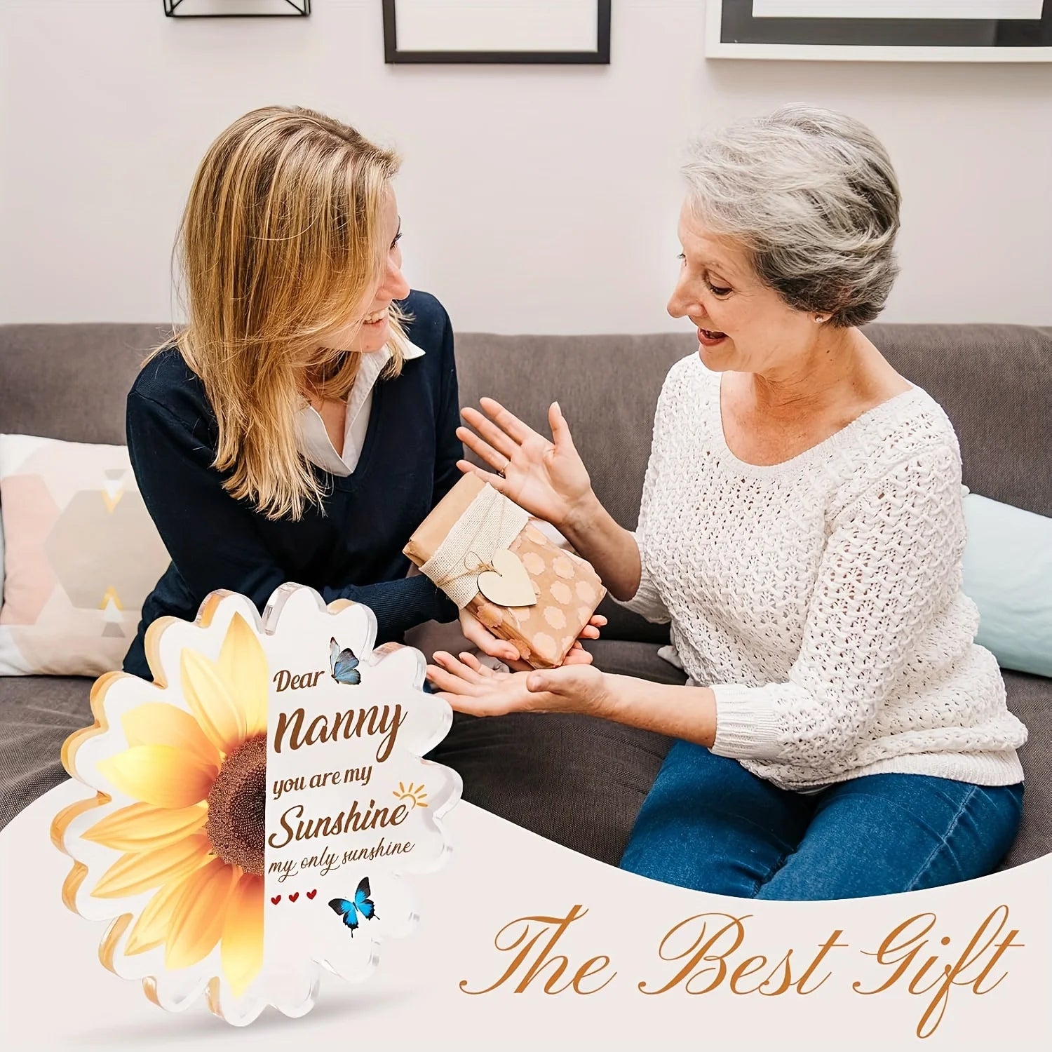 Nanny Gifts, Nanny Birthday Gifts from Grandchildren, Acrylic Plaque, Sunflower Gifts for Nanny, Gifts for Nanny Grandma