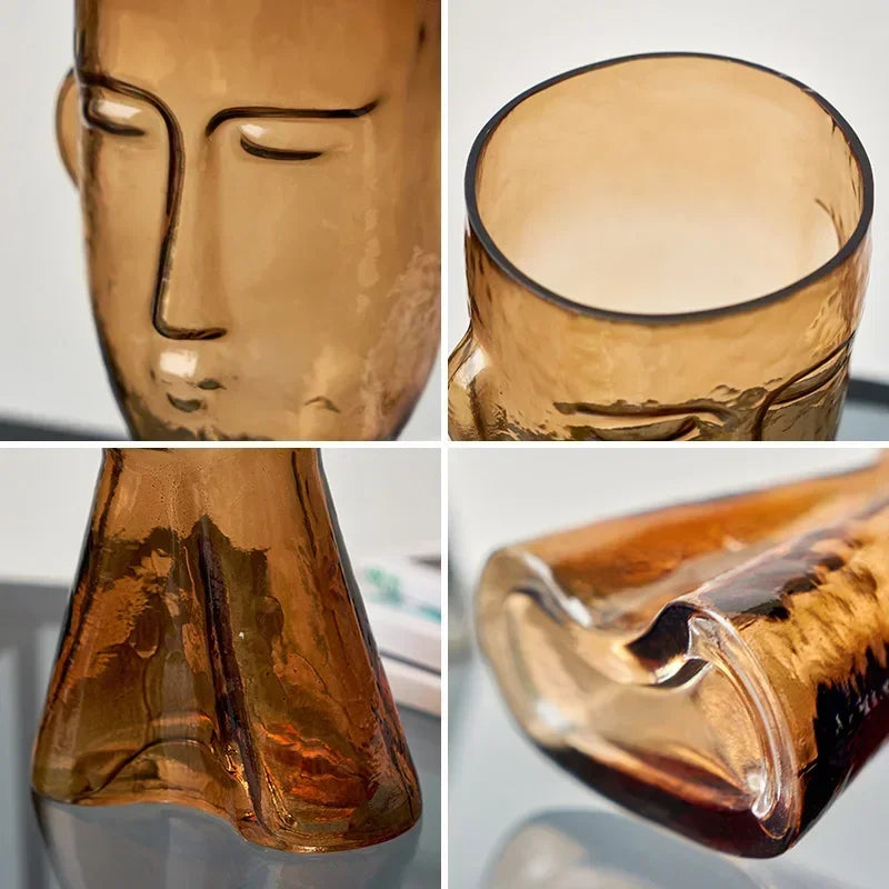 Face art vase ornament home living room flower arrangement glass ornament