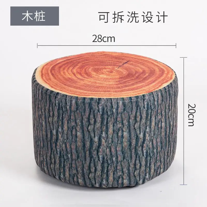 Solid Wood Fabric Small Stool Creative Home Living Room Sofa Coffee Table Decor