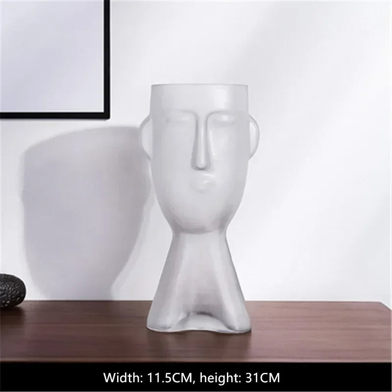 Face art vase ornament home living room flower arrangement glass ornament
