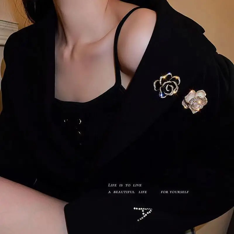 women camellia flower brooch exquisite suit pin accessories jewelry
