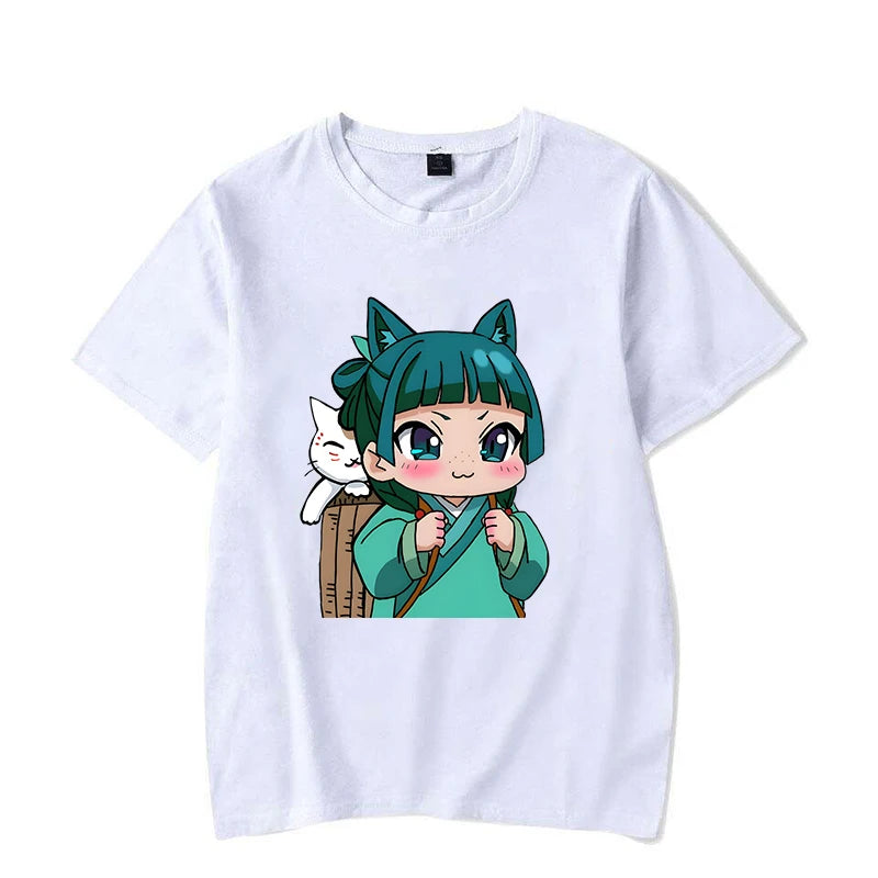 Camisetas divertidas con estampado de Anime The Apothecary Diaries para mujercamiseta holgada bonita de manga corta con