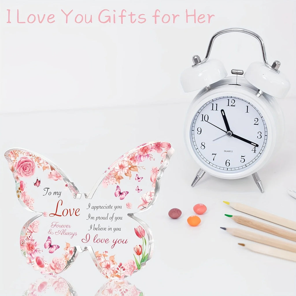 Gifts for Women, Gifts for Her - Acrylic Butterfly Engraved Plaque , Birthday Gifts for Girlfriend, I Love You Gifts for Her