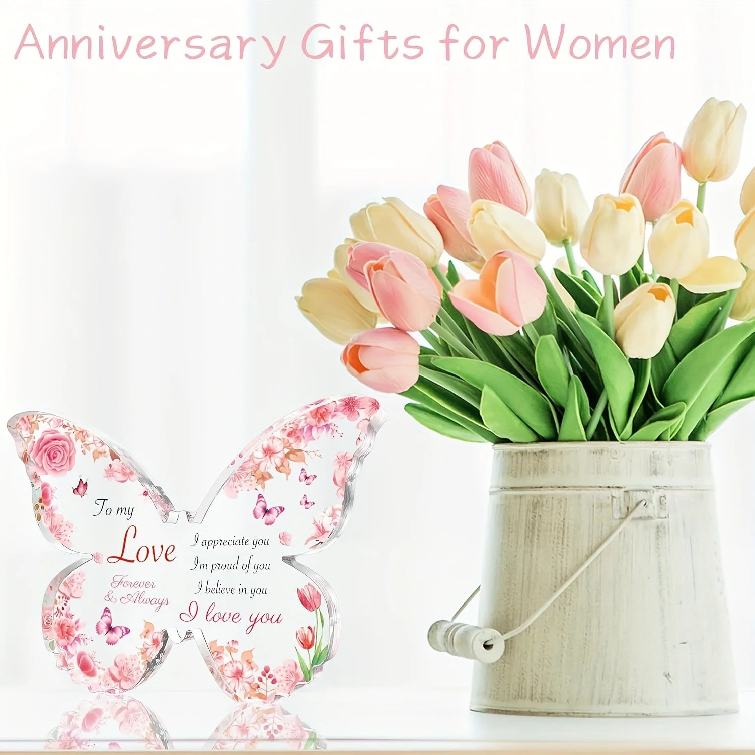 Gifts for Women, Gifts for Her - Acrylic Butterfly Engraved Plaque , Birthday Gifts for Girlfriend, I Love You Gifts for Her