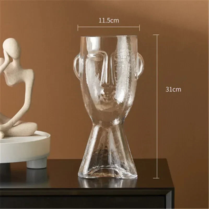 Face art vase ornament home living room flower arrangement glass ornament