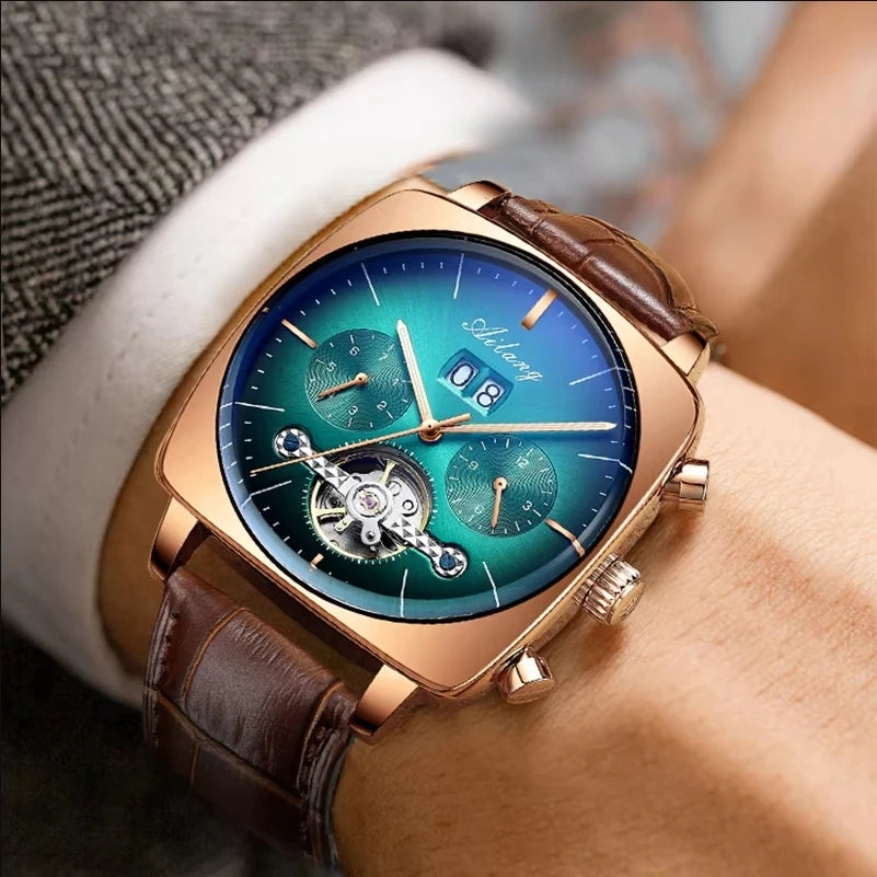 Ailang Square Watch Hollow Multifunctional Men's Fashion Waterproof Luminous Automatic Mechanical Wristwatch