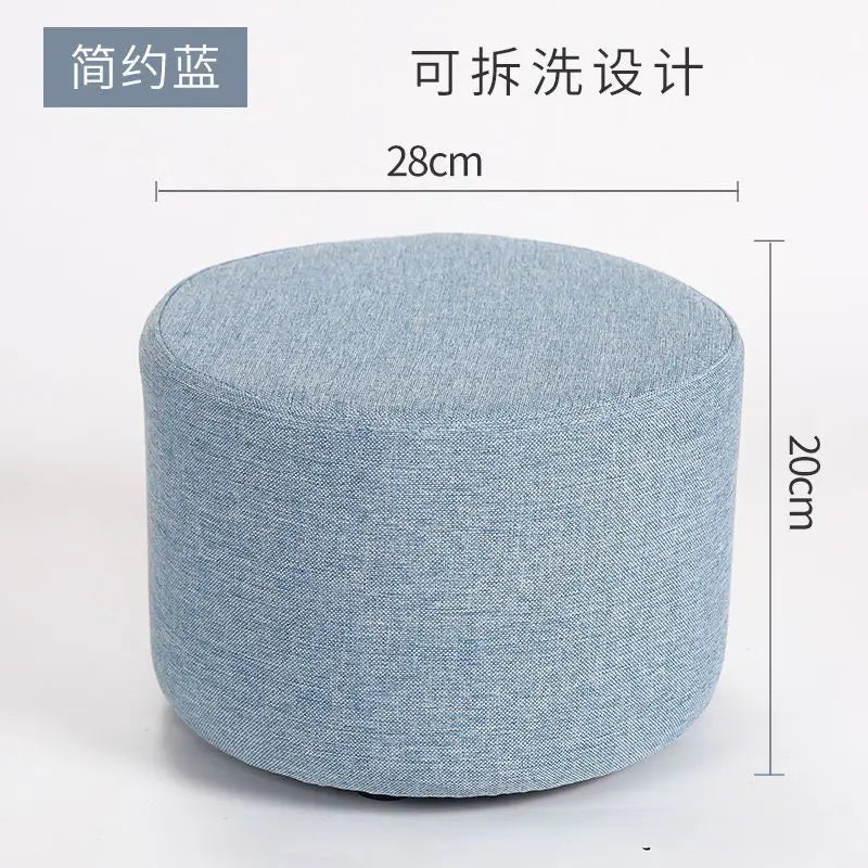 Solid Wood Fabric Small Stool Creative Home Living Room Sofa Coffee Table Decor