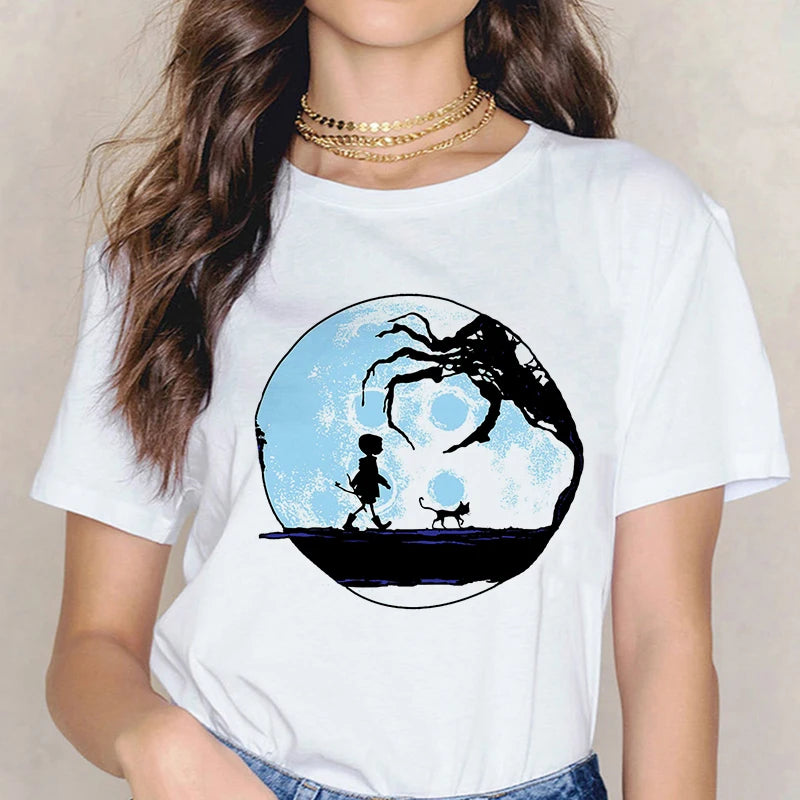 Fashion Horror Movie Tee Shirt Coraline Doll Dreams Y2k T-shirt Women Vintage Gothic Tshirt Halloween Graphic Tops Clothes