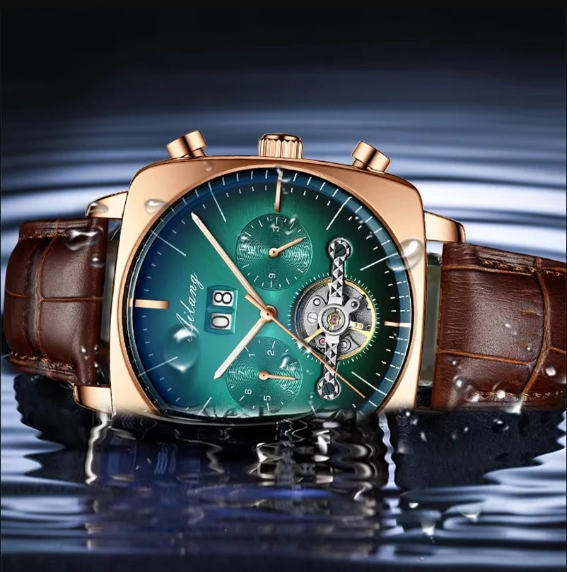 Ailang Square Watch Hollow Multifunctional Men's Fashion Waterproof Luminous Automatic Mechanical Wristwatch
