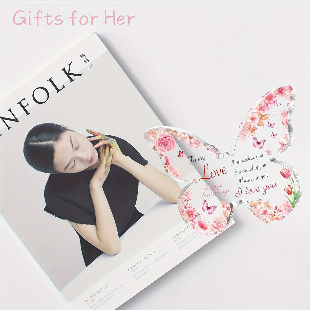 Gifts for Women, Gifts for Her - Acrylic Butterfly Engraved Plaque , Birthday Gifts for Girlfriend, I Love You Gifts for Her