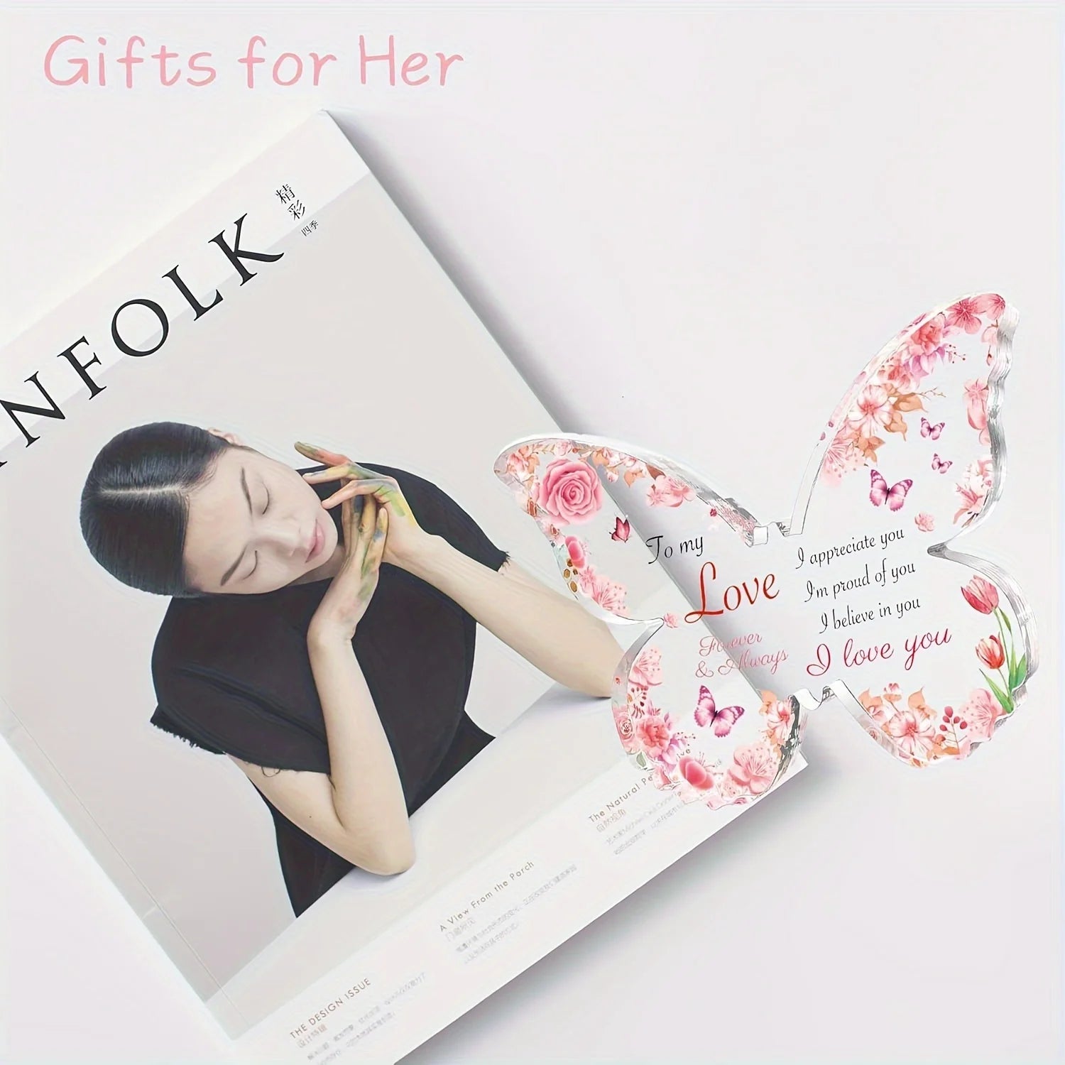 Gifts for Women, Gifts for Her - Acrylic Butterfly Engraved Plaque , Birthday Gifts for Girlfriend, I Love You Gifts for Her
