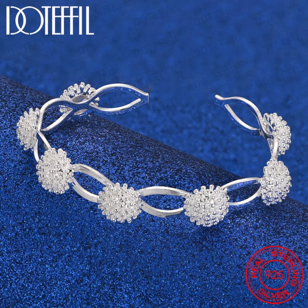 925 Sterling Silver Coral Open Bangle Fashion Party Wedding Accessories Jewelry Gifts