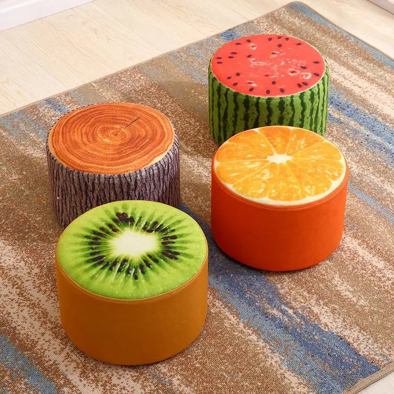 Solid Wood Fabric Small Stool Creative Home Living Room Sofa Coffee Table Decor