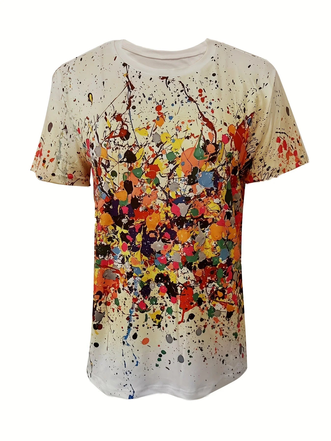 Women's Tee - Colorful Paint Splatter Graphic, Vibrant Abstract Art Design for Casual Daily Wear