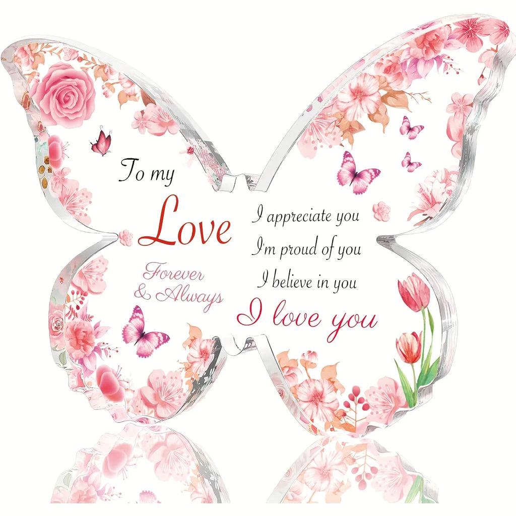 Gifts for Women, Gifts for Her - Acrylic Butterfly Engraved Plaque , Birthday Gifts for Girlfriend, I Love You Gifts for Her