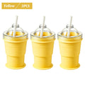 Portable Foldable Ice Ball Cup Food Grade Silicone Ice Ball Mold with Straw for Whiskey Cocktails Reusable Travel Water Bottle