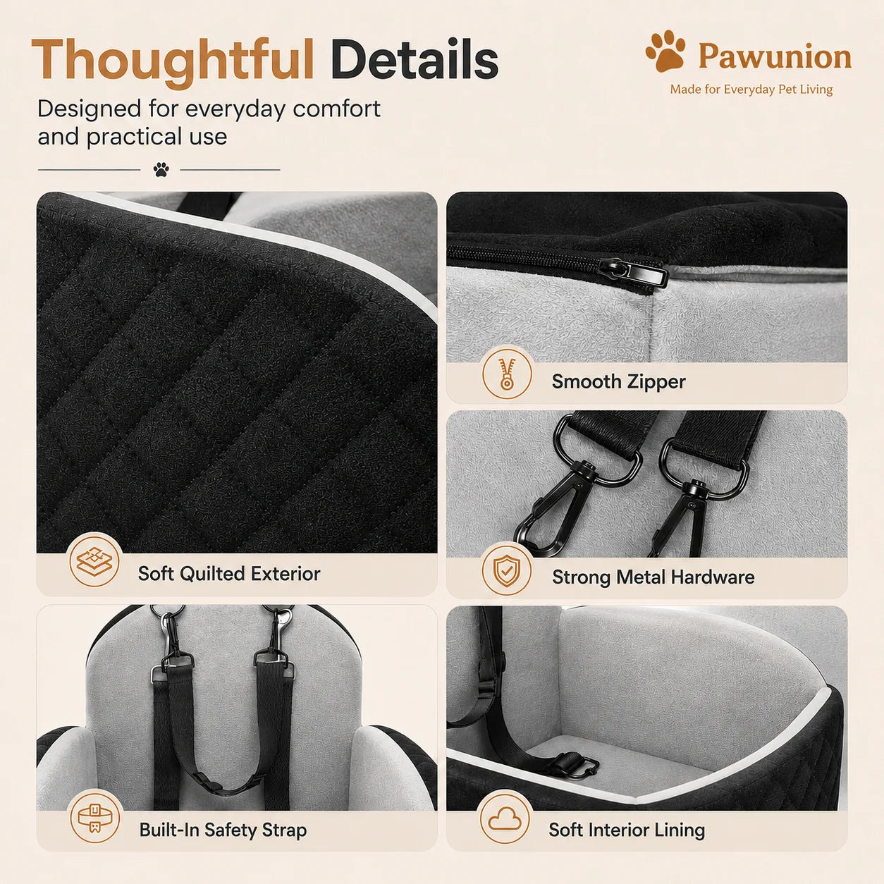 Dog Car Seat for Small/Medium/Large Dogs, Memory Foam Dog Booster Seat with Thick Cushion cool mat up to 55 lbs or 2 Small Dogs, Travel Pet Car Seat with Detachable Washable Cover, 2 Safety Leashes