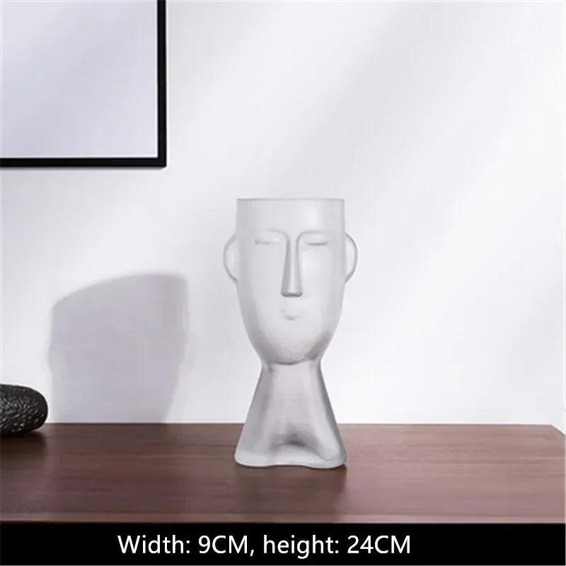 Face art vase ornament home living room flower arrangement glass ornament