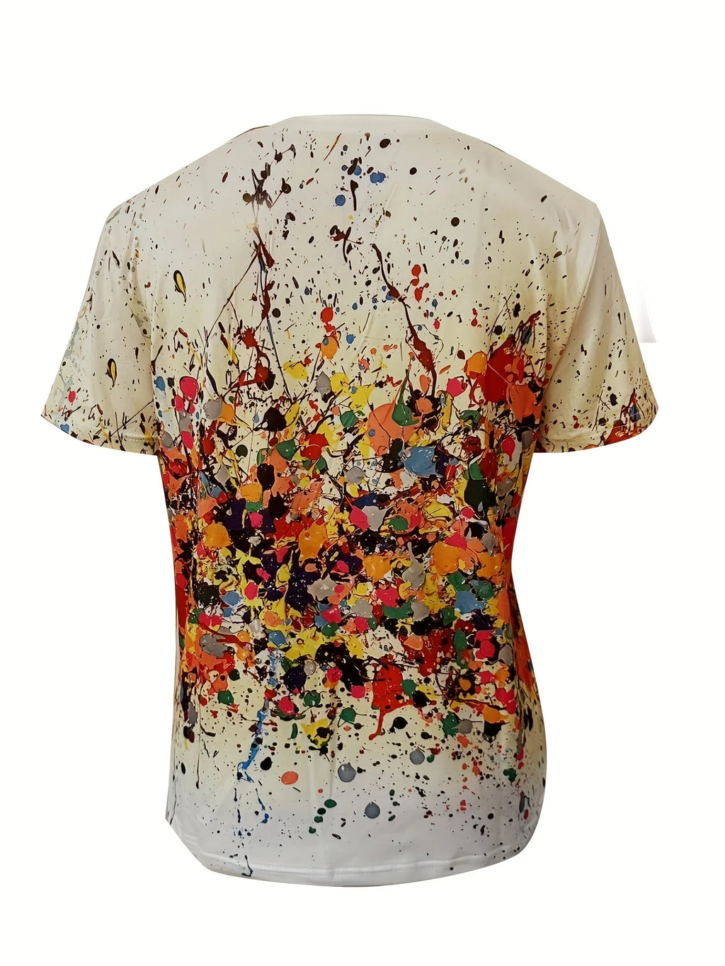 Women's Tee - Colorful Paint Splatter Graphic, Vibrant Abstract Art Design for Casual Daily Wear