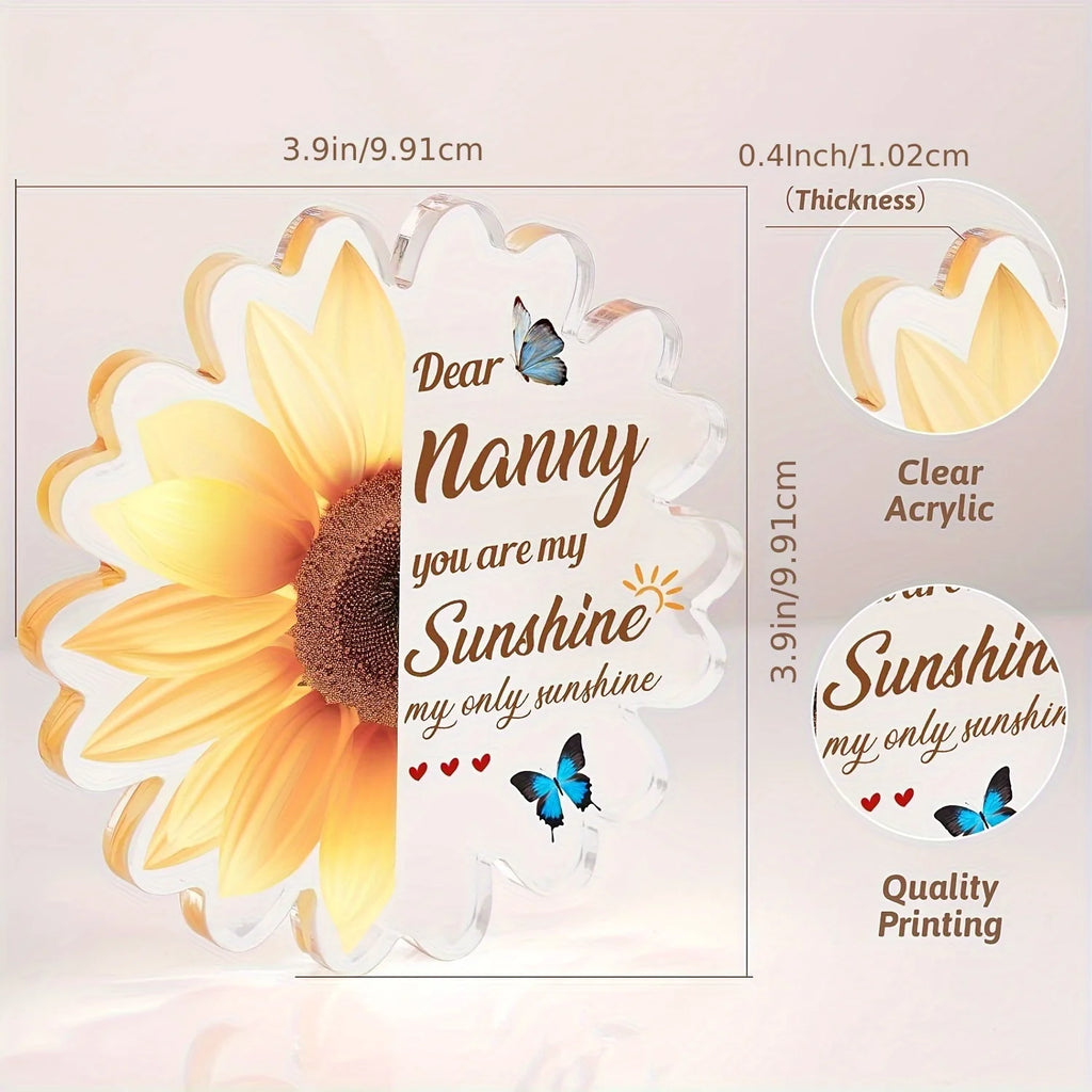 Nanny Gifts, Nanny Birthday Gifts from Grandchildren, Acrylic Plaque, Sunflower Gifts for Nanny, Gifts for Nanny Grandma