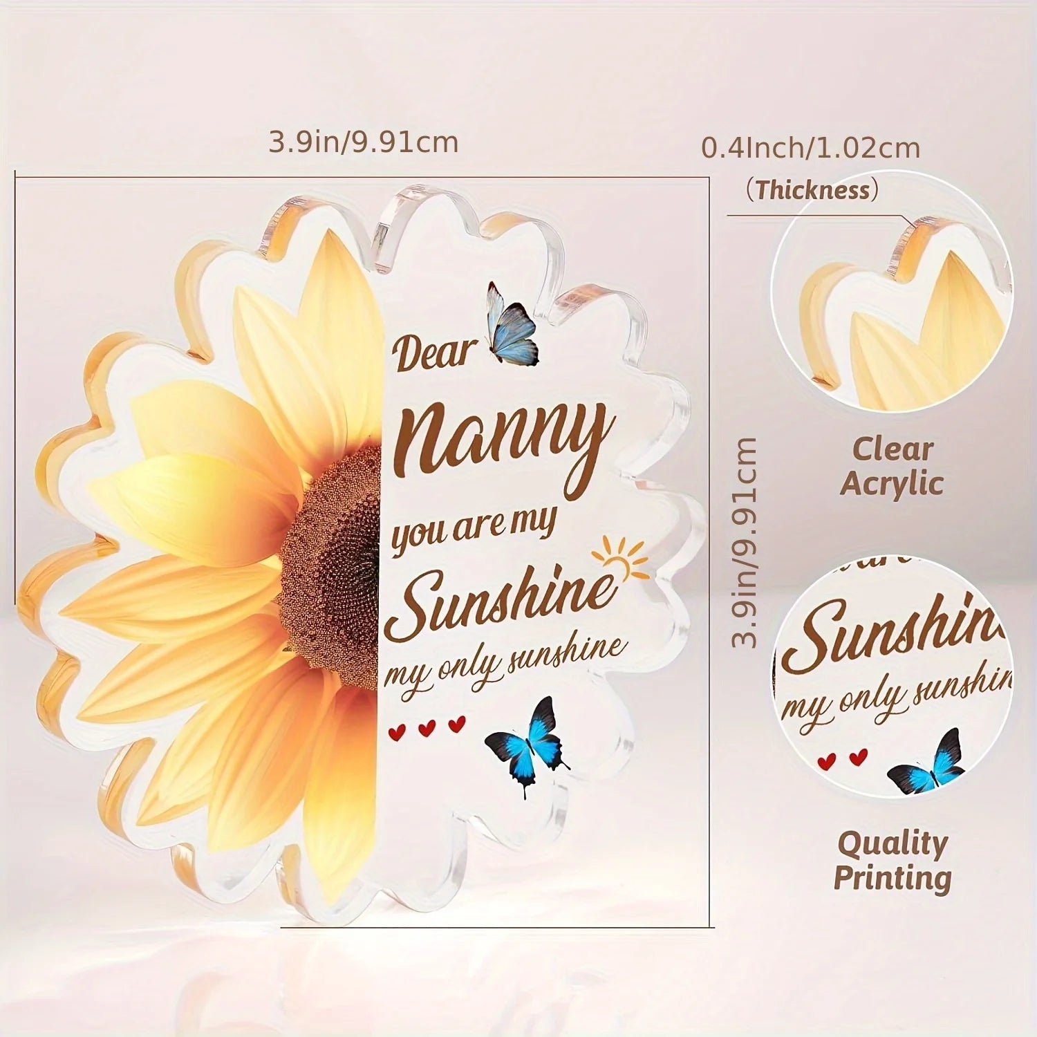 Nanny Gifts, Nanny Birthday Gifts from Grandchildren, Acrylic Plaque, Sunflower Gifts for Nanny, Gifts for Nanny Grandma