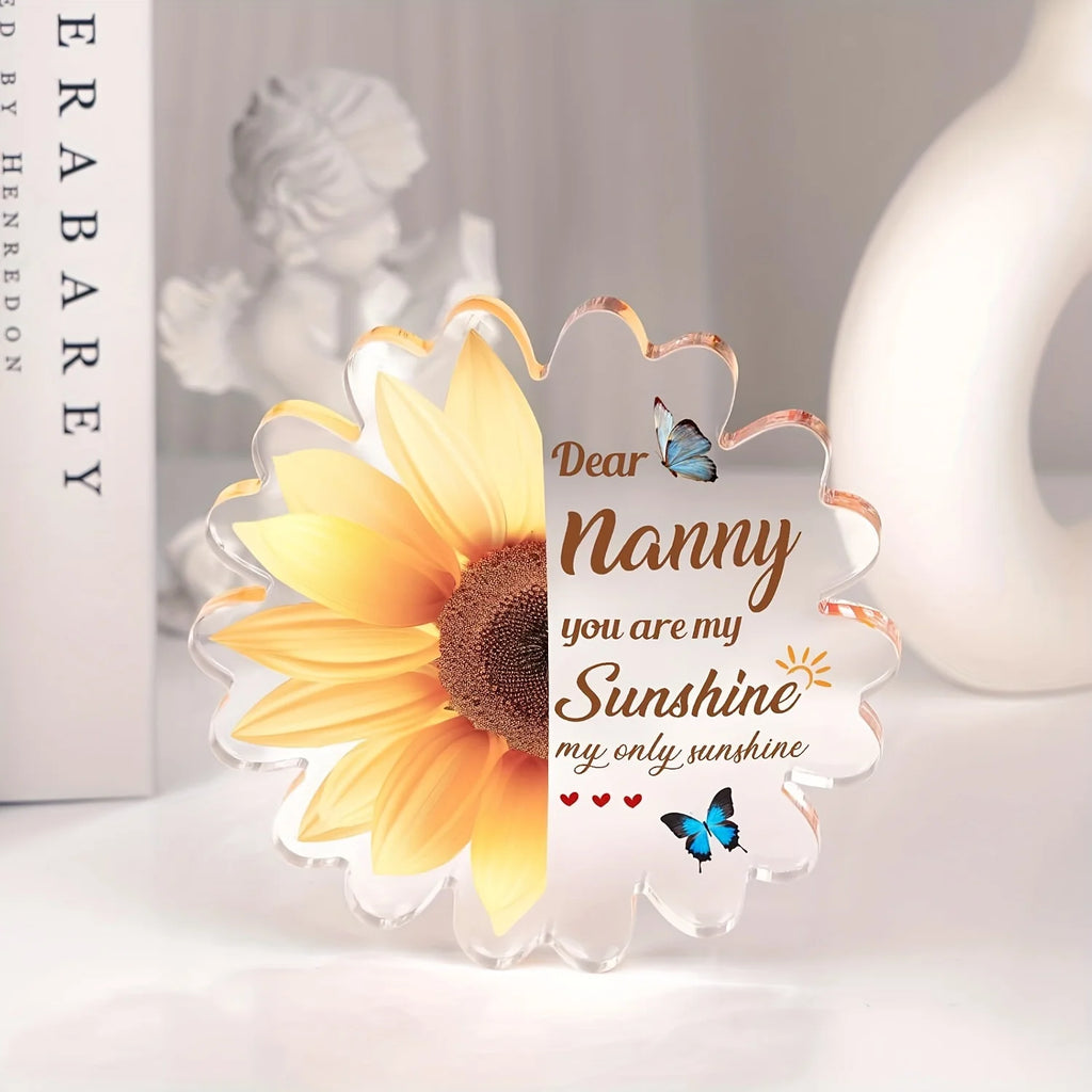 Nanny Gifts, Nanny Birthday Gifts from Grandchildren, Acrylic Plaque, Sunflower Gifts for Nanny, Gifts for Nanny Grandma