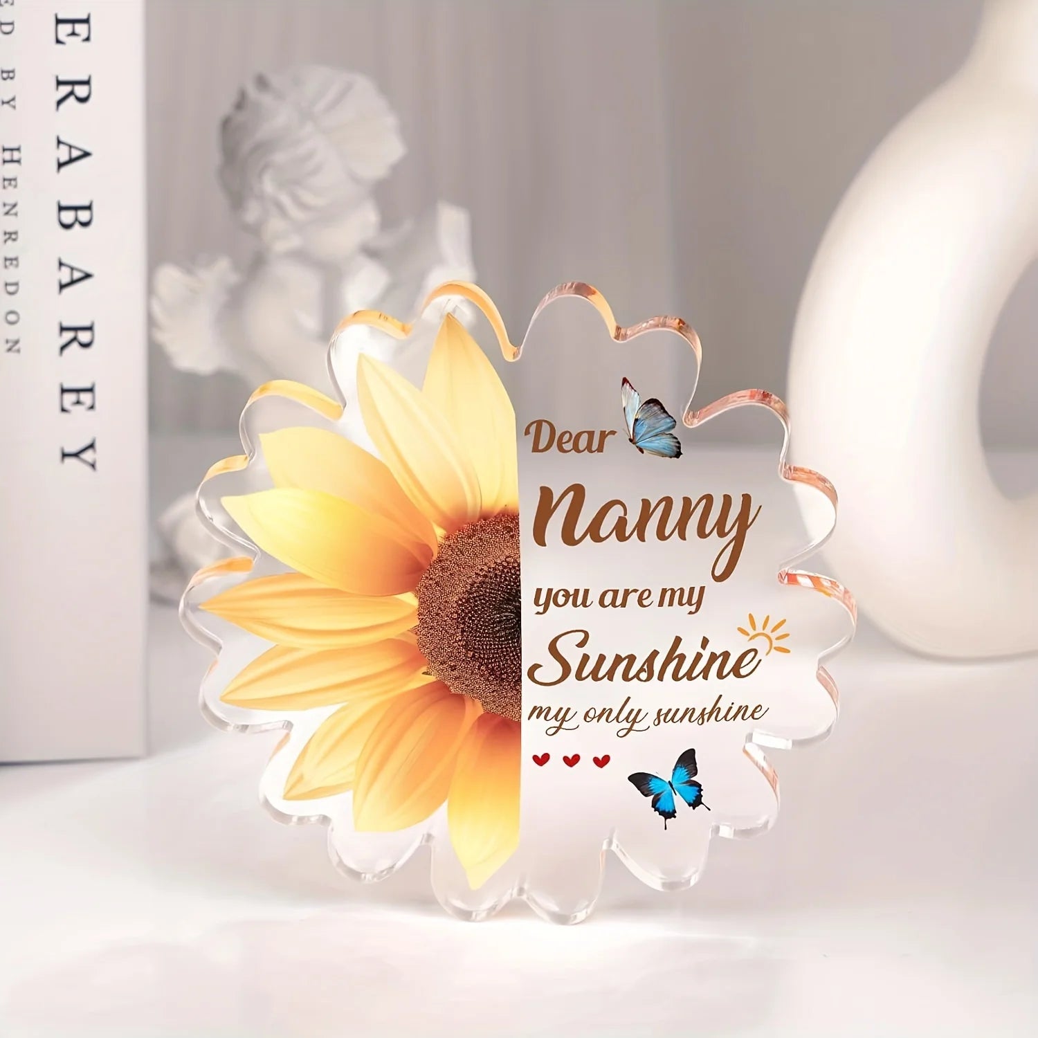 Nanny Gifts, Nanny Birthday Gifts from Grandchildren, Acrylic Plaque, Sunflower Gifts for Nanny, Gifts for Nanny Grandma