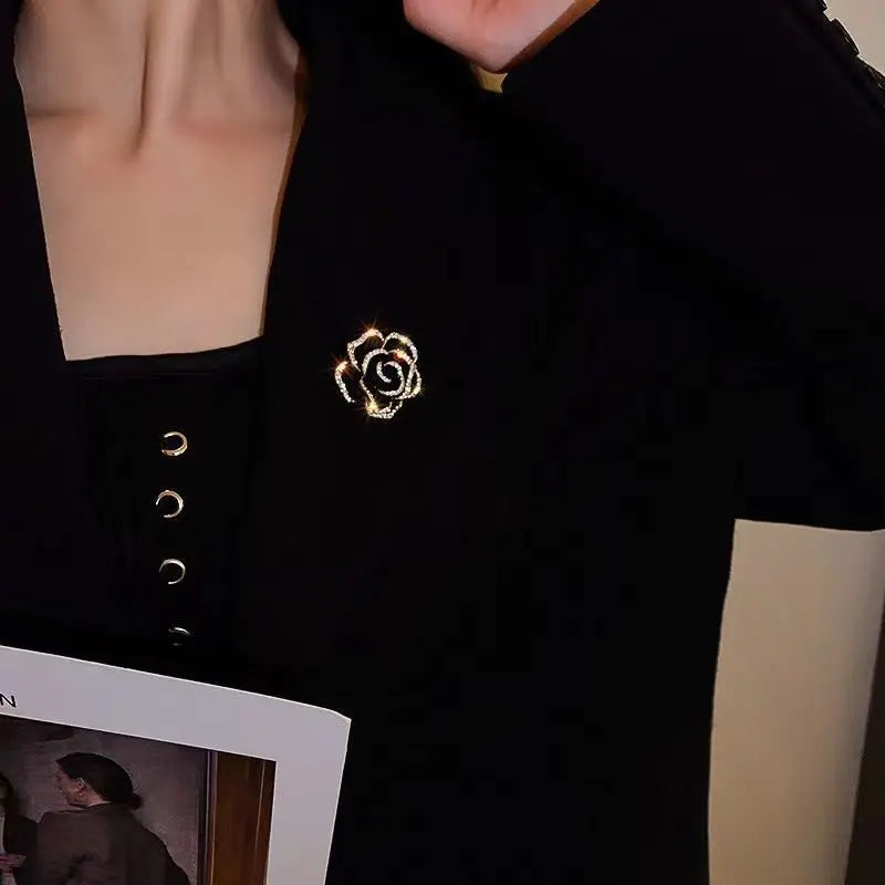 women camellia flower brooch exquisite suit pin accessories jewelry