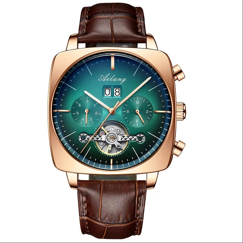 Ailang Square Watch Hollow Multifunctional Men's Fashion Waterproof Luminous Automatic Mechanical Wristwatch