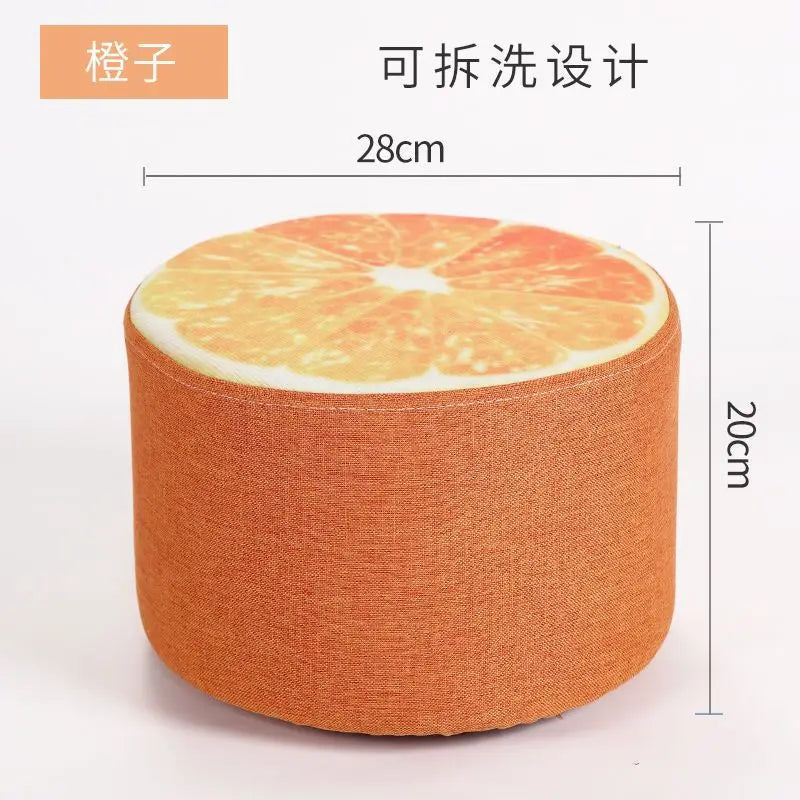 Solid Wood Fabric Small Stool Creative Home Living Room Sofa Coffee Table Decor