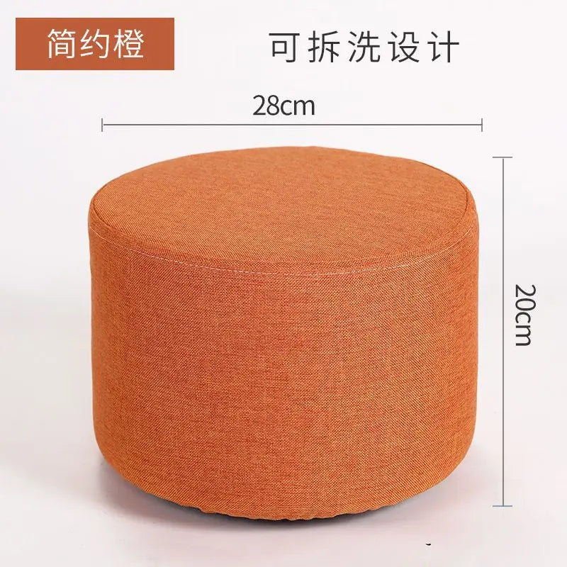 Solid Wood Fabric Small Stool Creative Home Living Room Sofa Coffee Table Decor