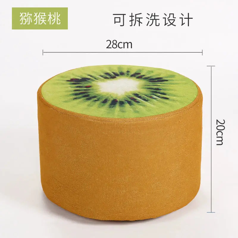 Solid Wood Fabric Small Stool Creative Home Living Room Sofa Coffee Table Decor