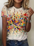 Women's Tee - Colorful Paint Splatter Graphic, Vibrant Abstract Art Design for Casual Daily Wear