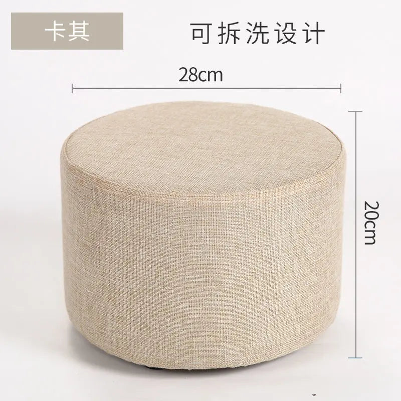 Solid Wood Fabric Small Stool Creative Home Living Room Sofa Coffee Table Decor