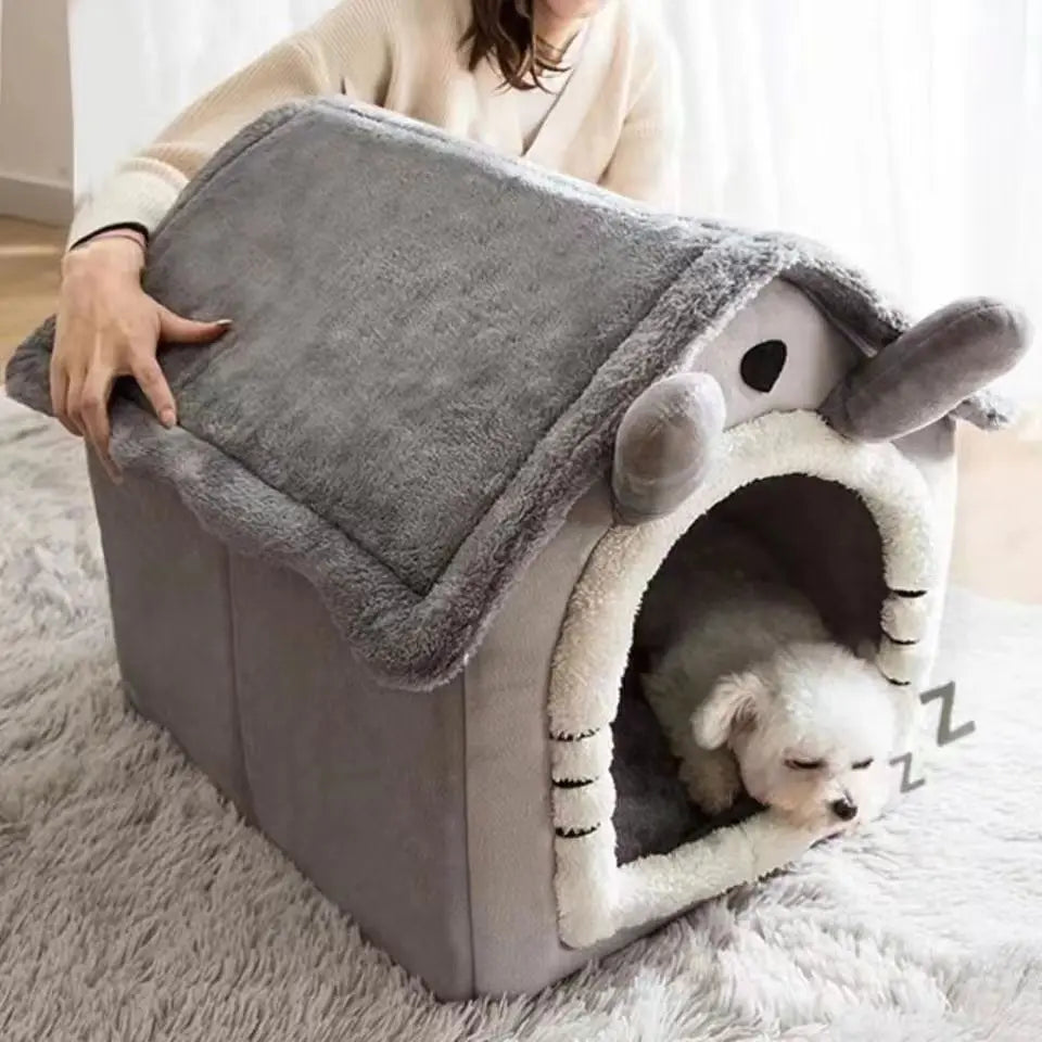 House Style Pet Bed for Cats & small Dogs- All Season Removable Washable  Winter Warm Pet Bed
