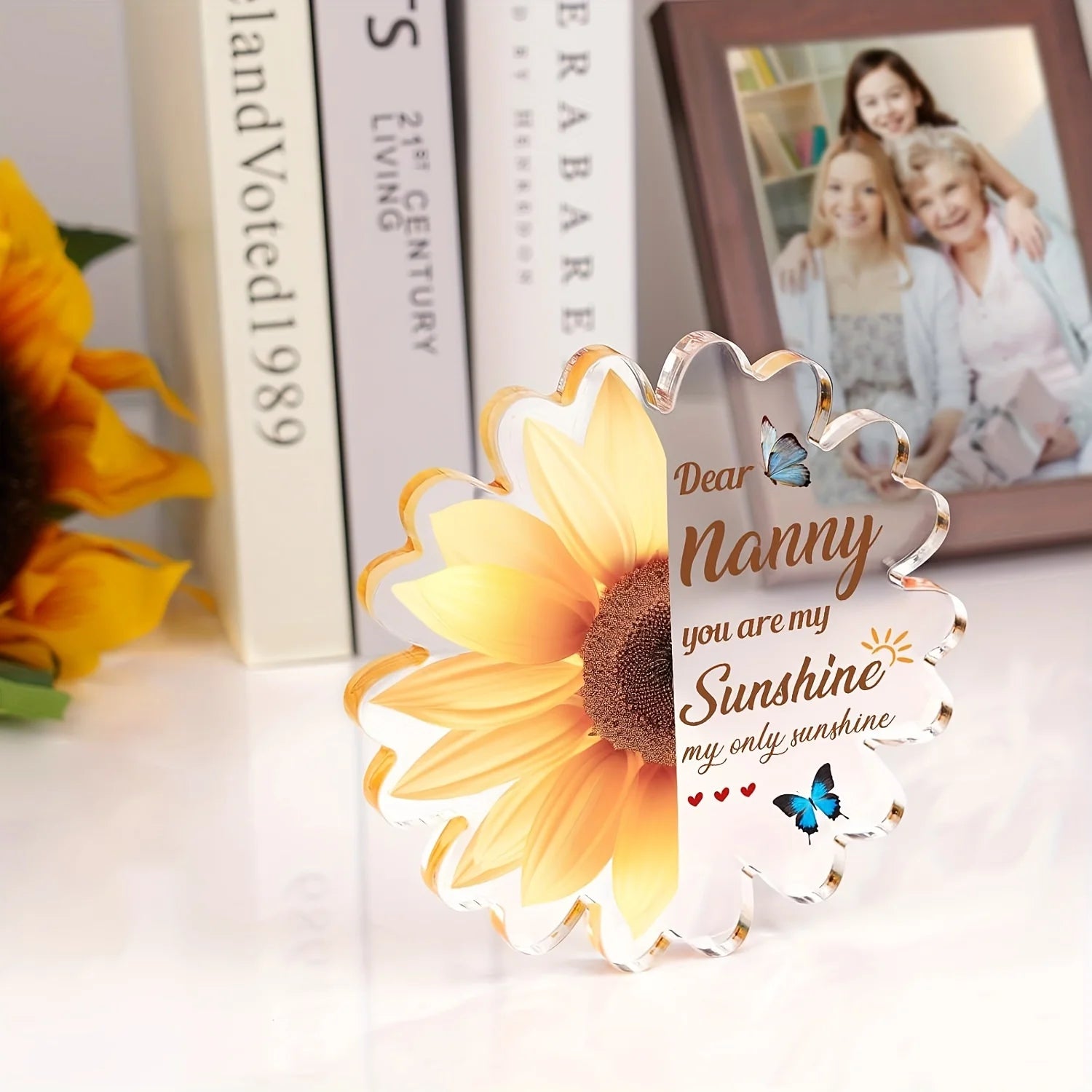 Nanny Gifts, Nanny Birthday Gifts from Grandchildren, Acrylic Plaque, Sunflower Gifts for Nanny, Gifts for Nanny Grandma