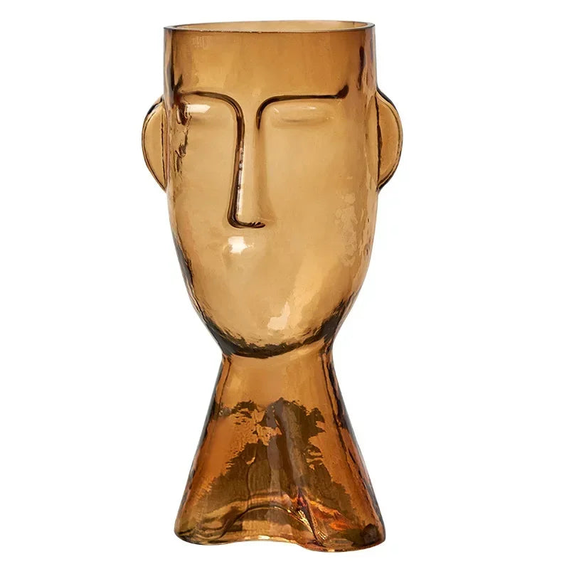 Face art vase ornament home living room flower arrangement glass ornament