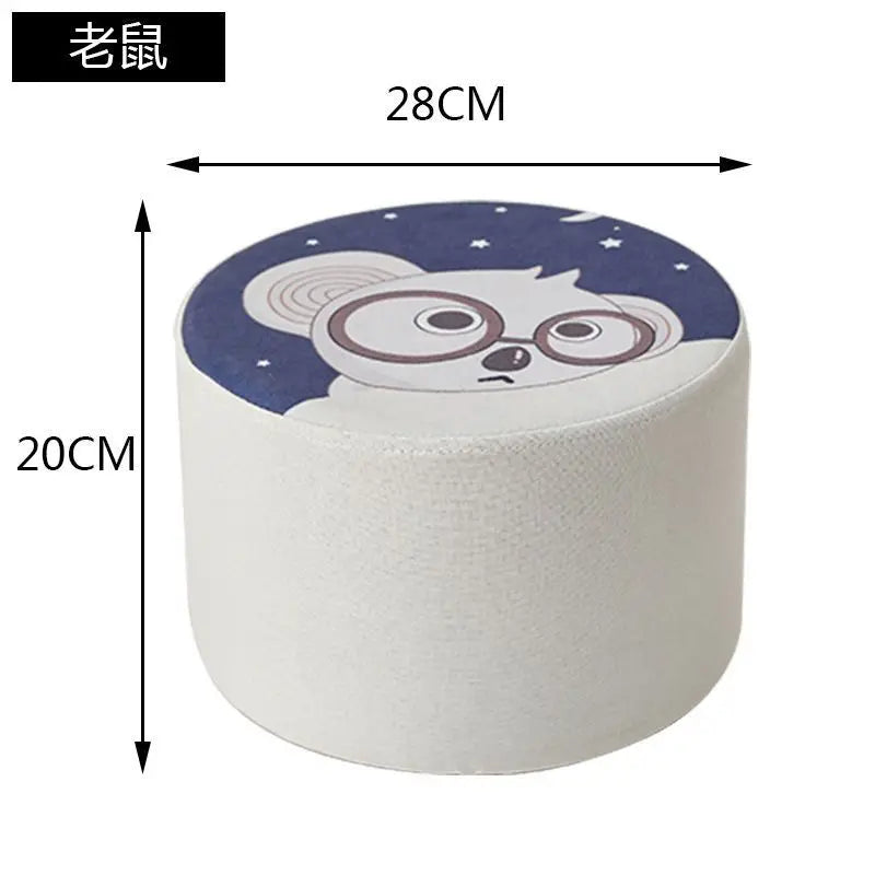 Solid Wood Fabric Small Stool Creative Home Living Room Sofa Coffee Table Decor