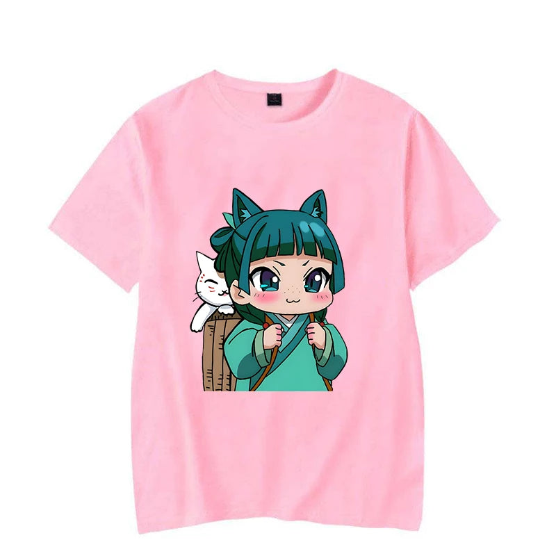 Camisetas divertidas con estampado de Anime The Apothecary Diaries para mujercamiseta holgada bonita de manga corta con