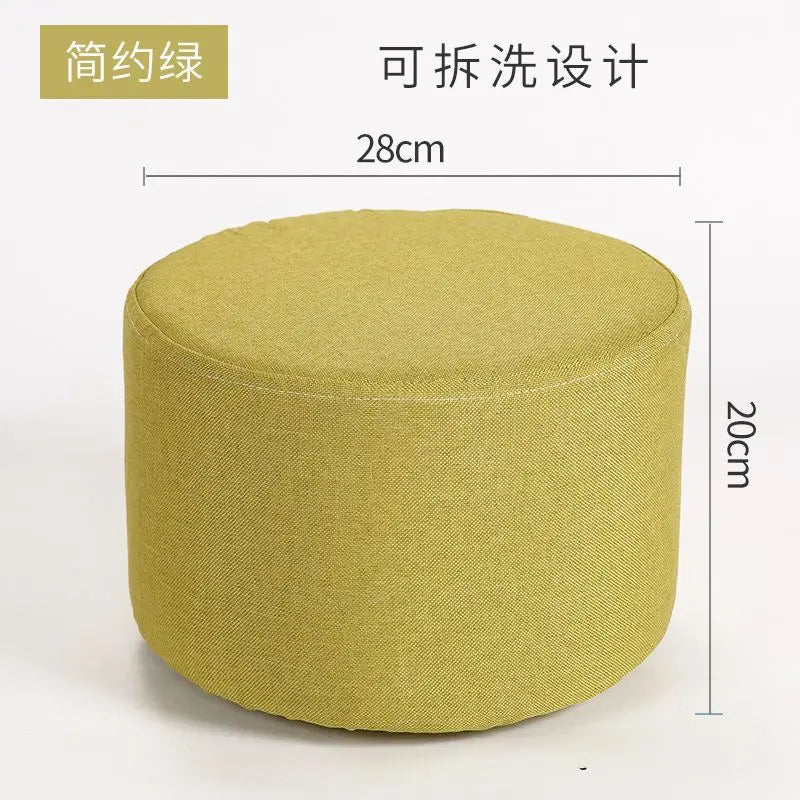 Solid Wood Fabric Small Stool Creative Home Living Room Sofa Coffee Table Decor