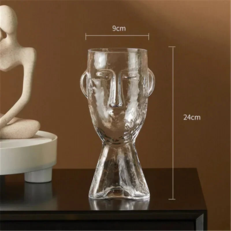 Face art vase ornament home living room flower arrangement glass ornament