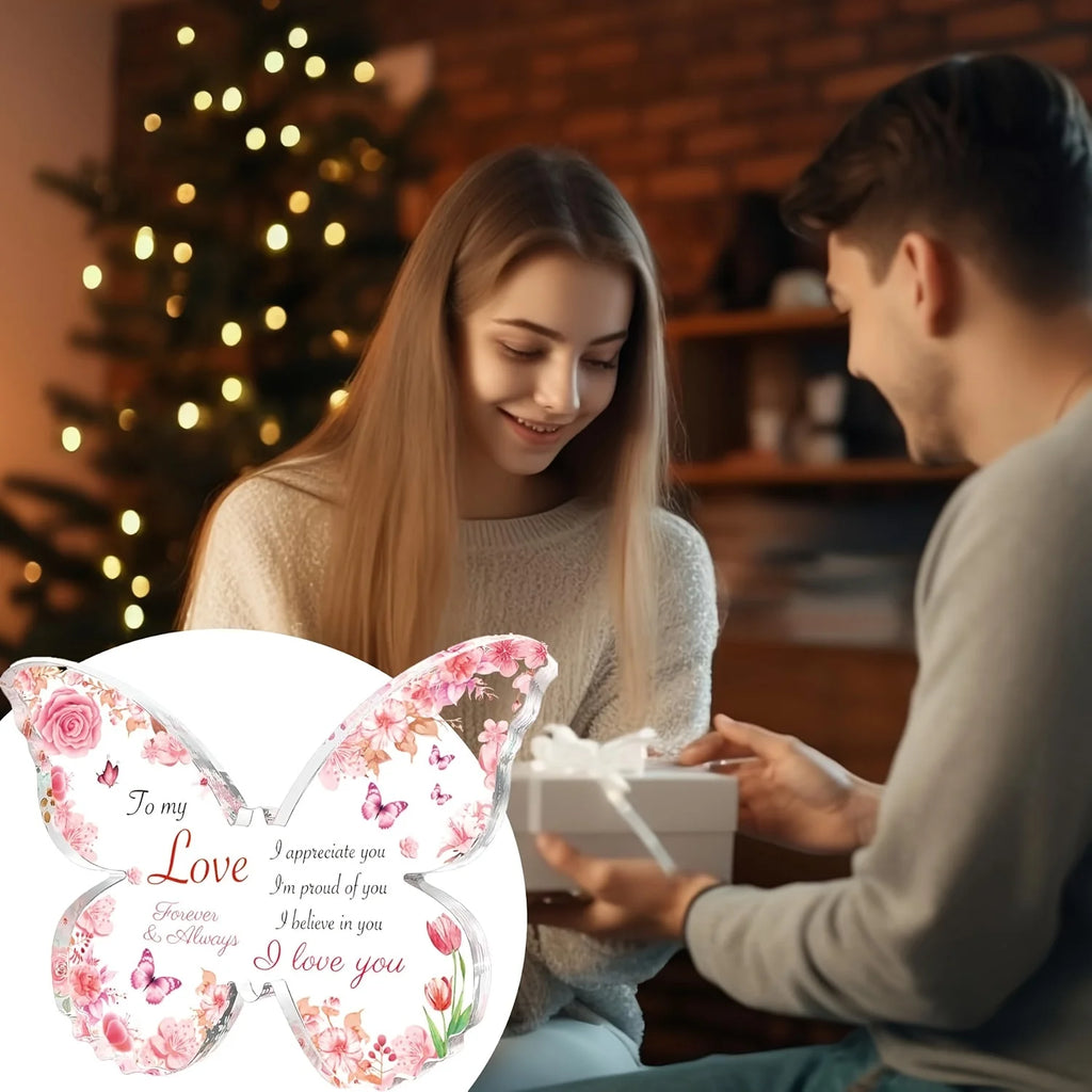 Gifts for Women, Gifts for Her - Acrylic Butterfly Engraved Plaque , Birthday Gifts for Girlfriend, I Love You Gifts for Her