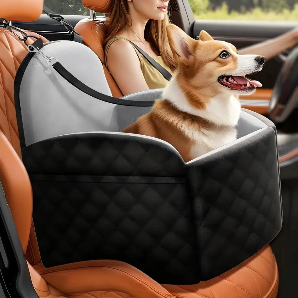 Dog Car Seat for Small/Medium/Large Dogs, Memory Foam Dog Booster Seat with Thick Cushion cool mat up to 55 lbs or 2 Small Dogs, Travel Pet Car Seat with Detachable Washable Cover, 2 Safety Leashes