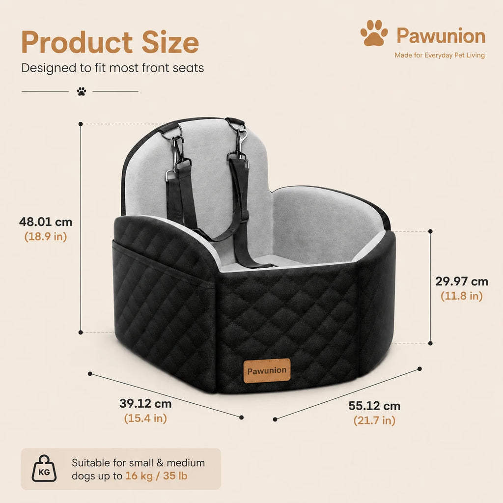 Dog Car Seat for Small/Medium/Large Dogs, Memory Foam Dog Booster Seat with Thick Cushion cool mat up to 55 lbs or 2 Small Dogs, Travel Pet Car Seat with Detachable Washable Cover, 2 Safety Leashes