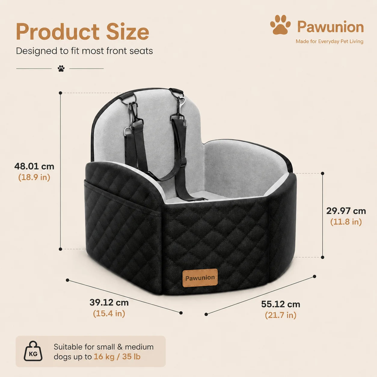 Dog Car Seat for Small/Medium/Large Dogs, Memory Foam Dog Booster Seat with Thick Cushion cool mat up to 55 lbs or 2 Small Dogs, Travel Pet Car Seat with Detachable Washable Cover, 2 Safety Leashes
