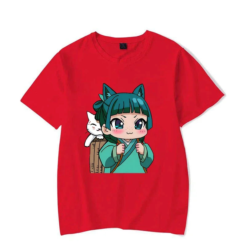 Camisetas divertidas con estampado de Anime The Apothecary Diaries para mujercamiseta holgada bonita de manga corta con