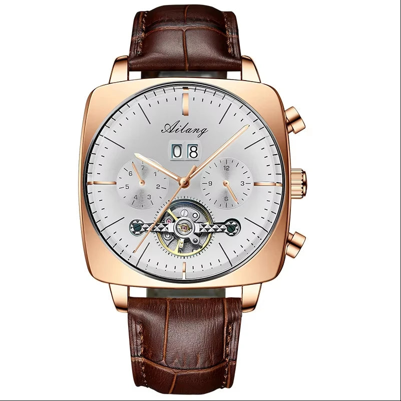 Ailang Square Watch Hollow Multifunctional Men's Fashion Waterproof Luminous Automatic Mechanical Wristwatch